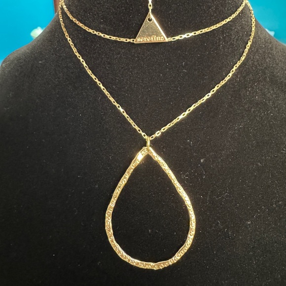Serefina Anthropologie Gold Necklace with Tear Drop Pendant - Picture 5 of 6